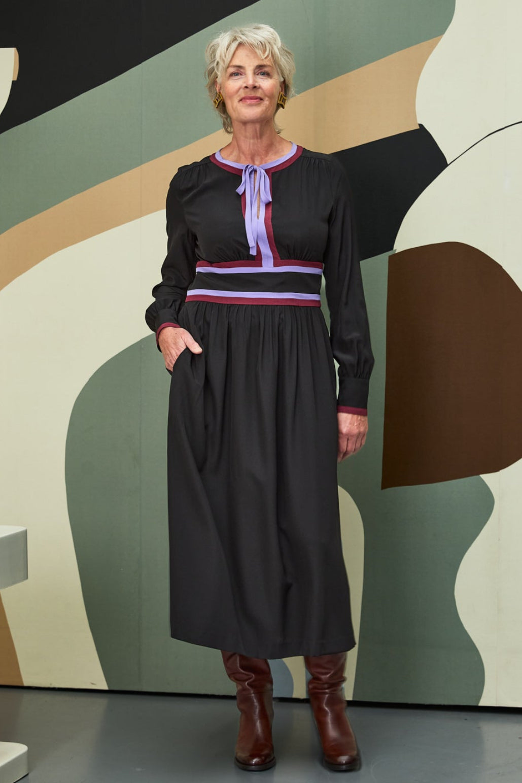 Dress Black Silk Lila Trim