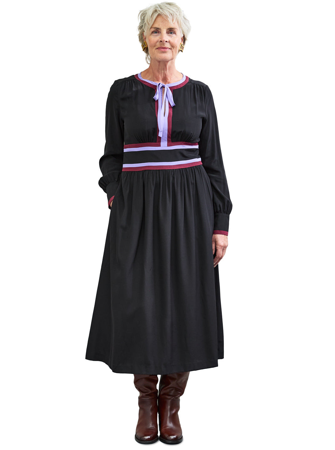 Dress Black Silk Lila Trim