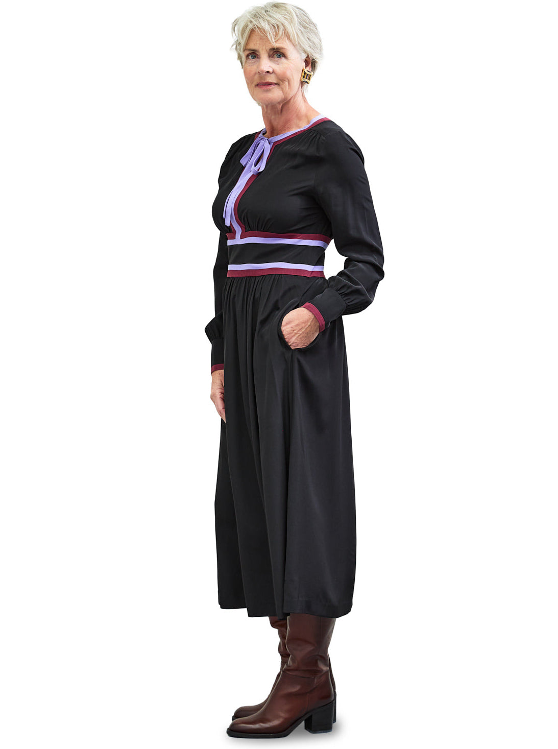 Dress Black Silk Lila Trim