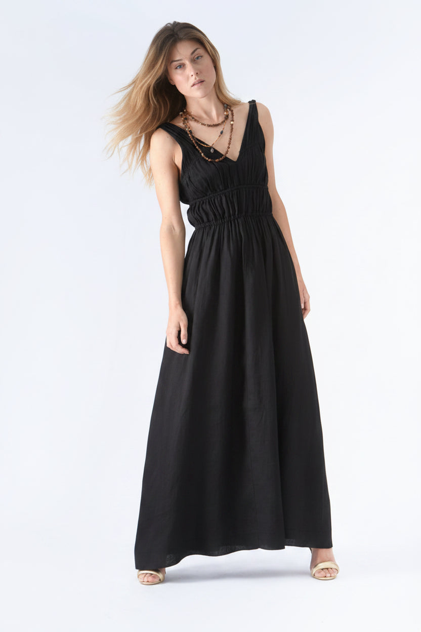 Black-Long-Linen-Summer-Dress