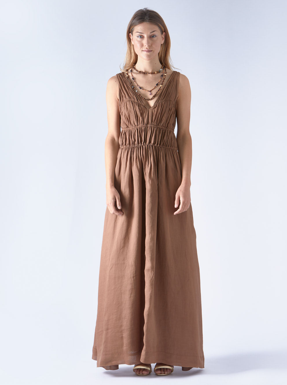 dress maxi linen chocolate