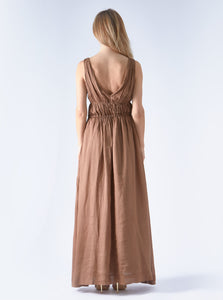 dress maxi linen chocolate