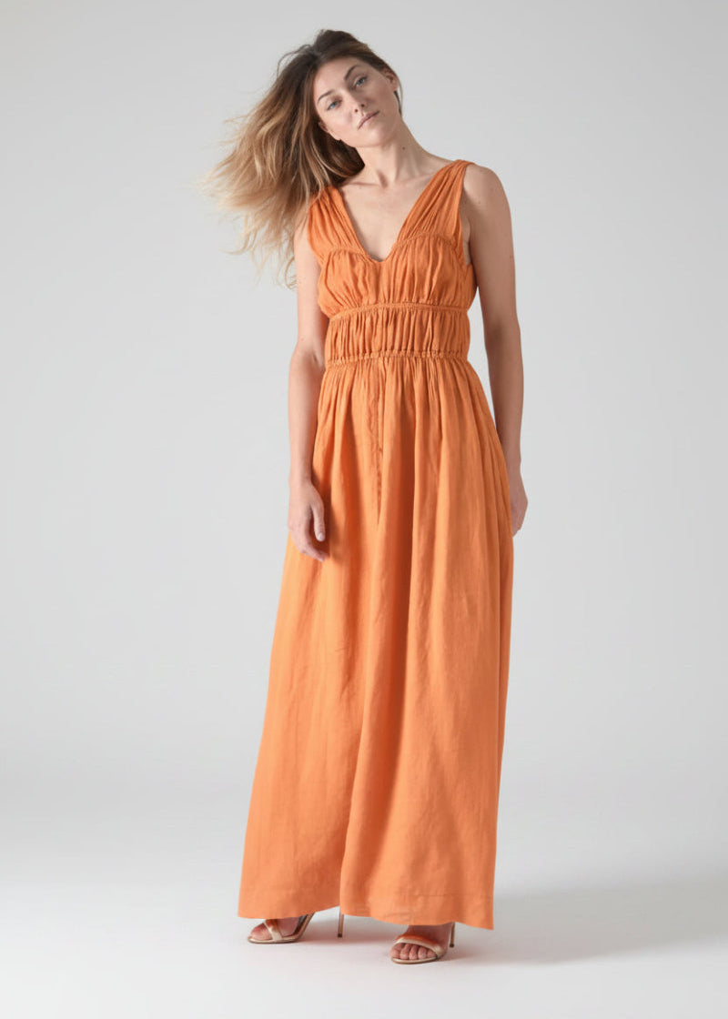 (NUDE) long dress Orange