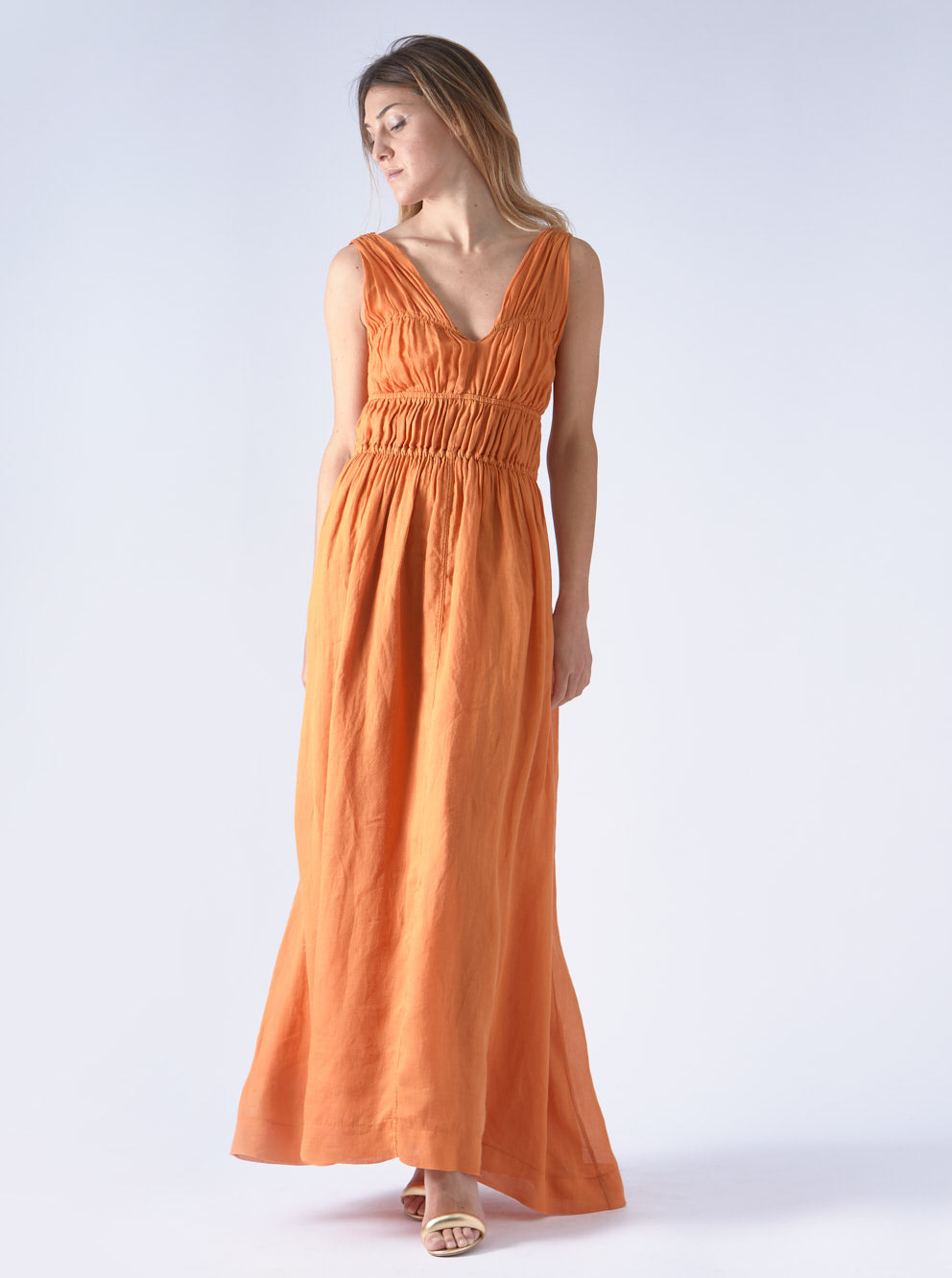 Long Dress Linen Orange