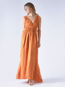 dress maxi linen caramel