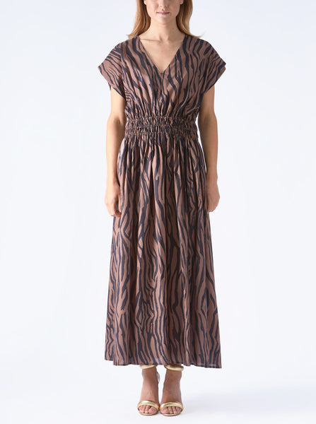 dress maxi in zebra brown
