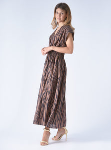 dress maxi in zebra brown