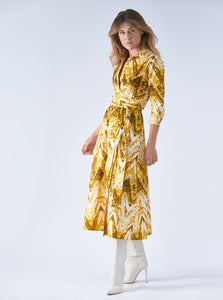 Dress Olivia Poplin in Shibori Yellow