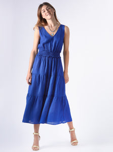 dress linen rushed waist