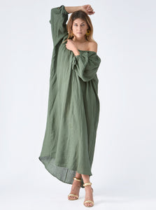 dress gathered neck in army