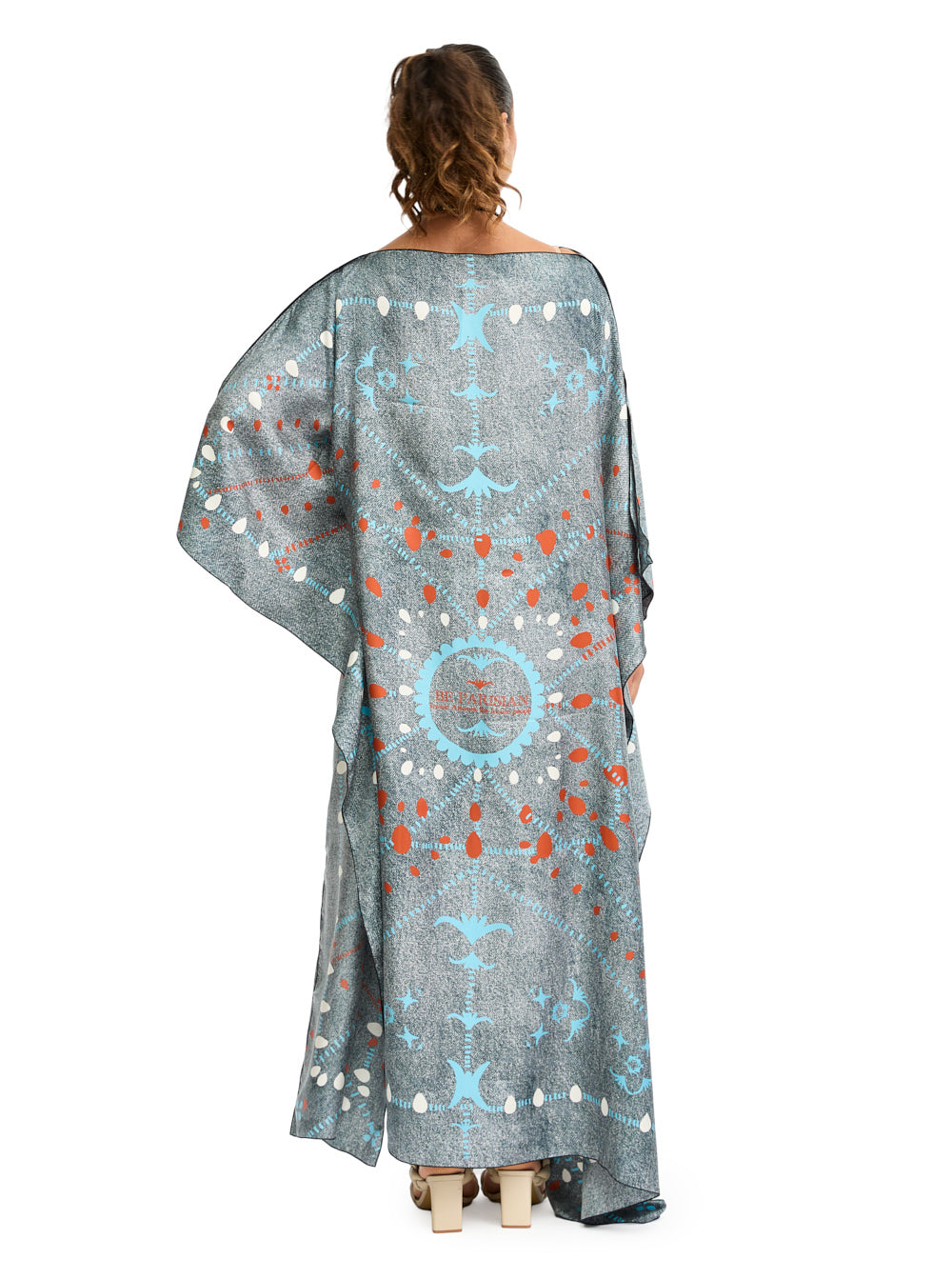 Silk Caftan Western Aqua