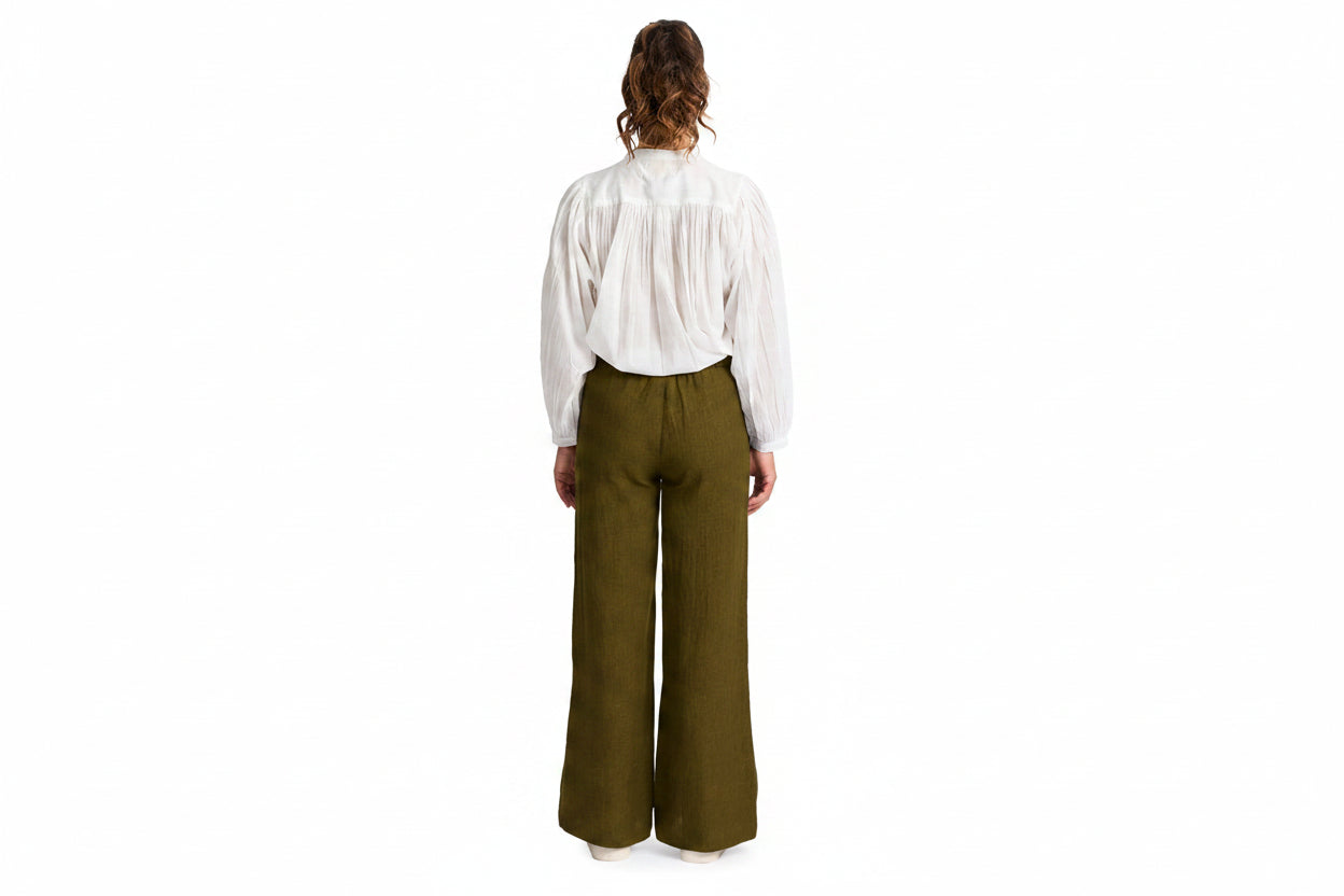 Perillo Linen Pants Kaki