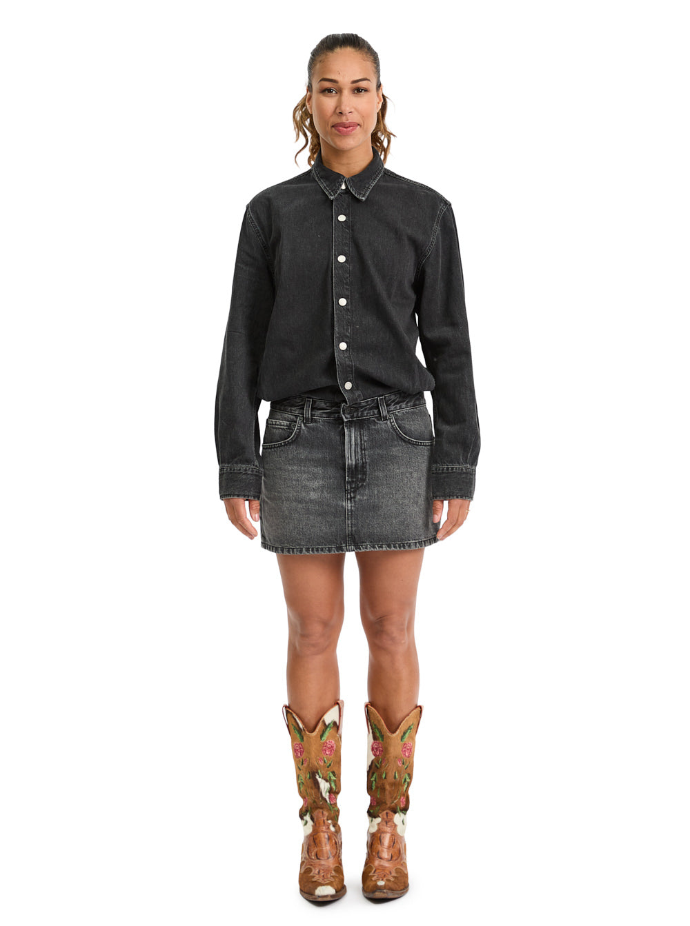 Denim Mini Dress Black