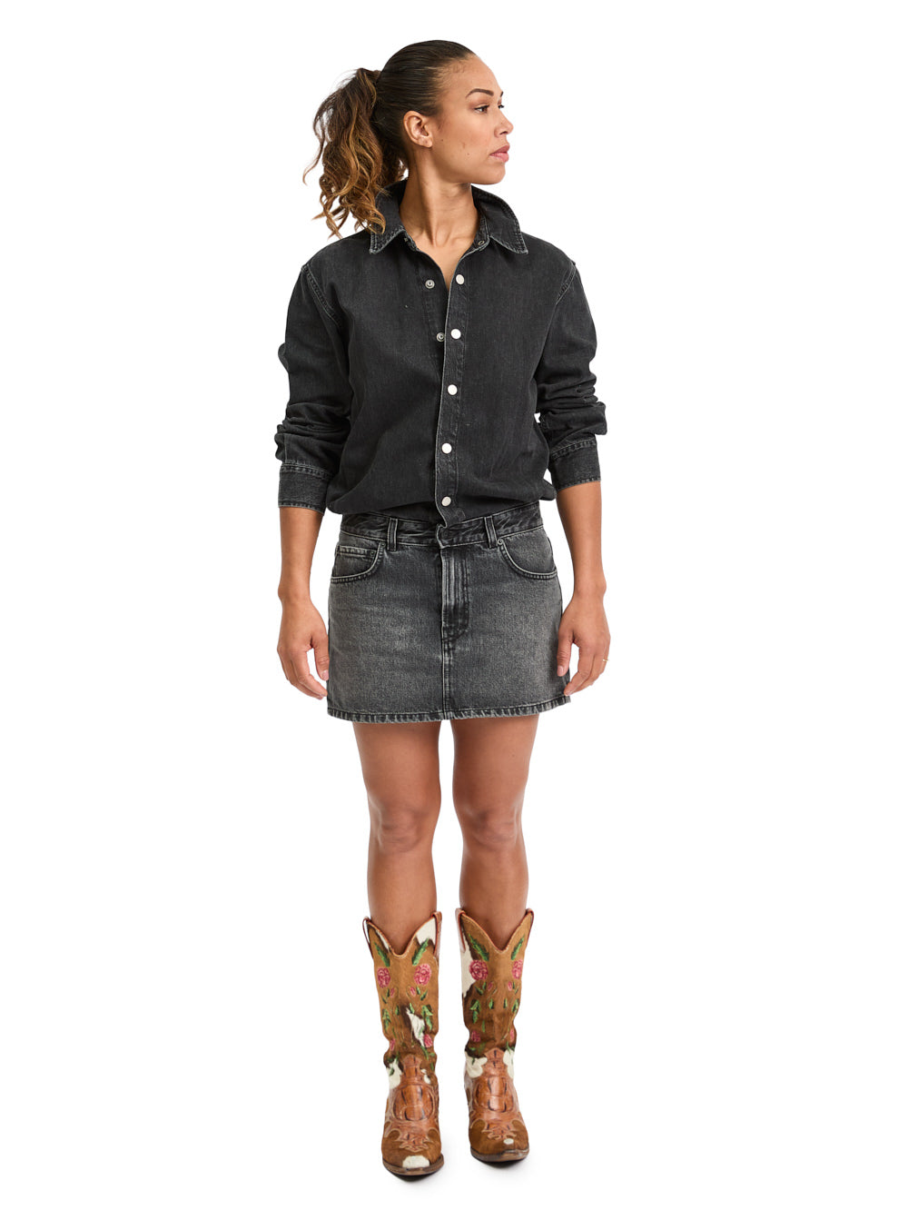 Denim Mini Dress Black