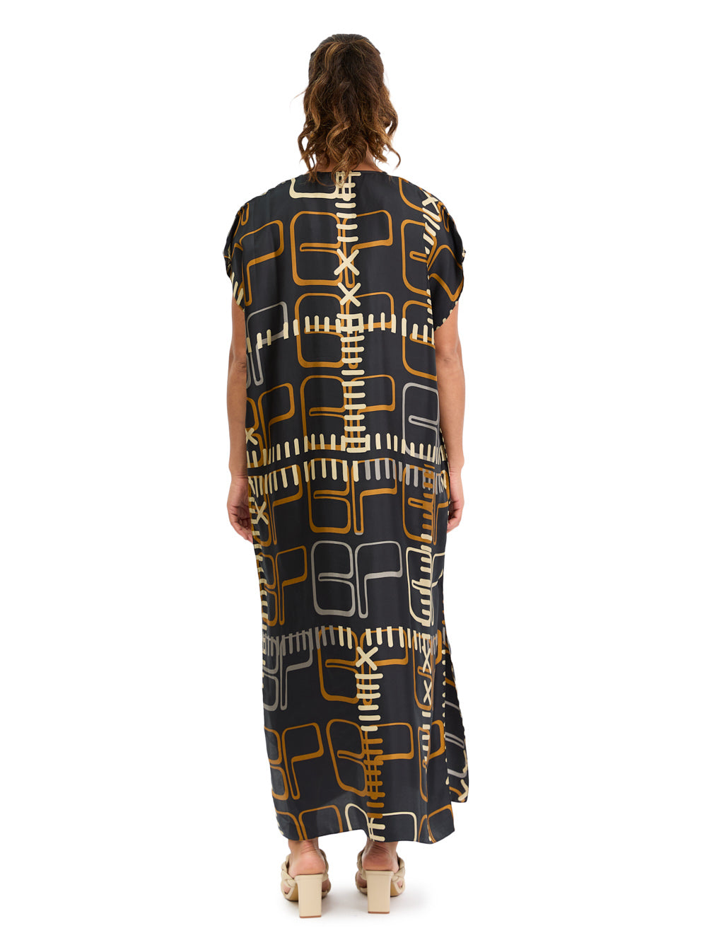 Silk Caftan V-Neck Monogram