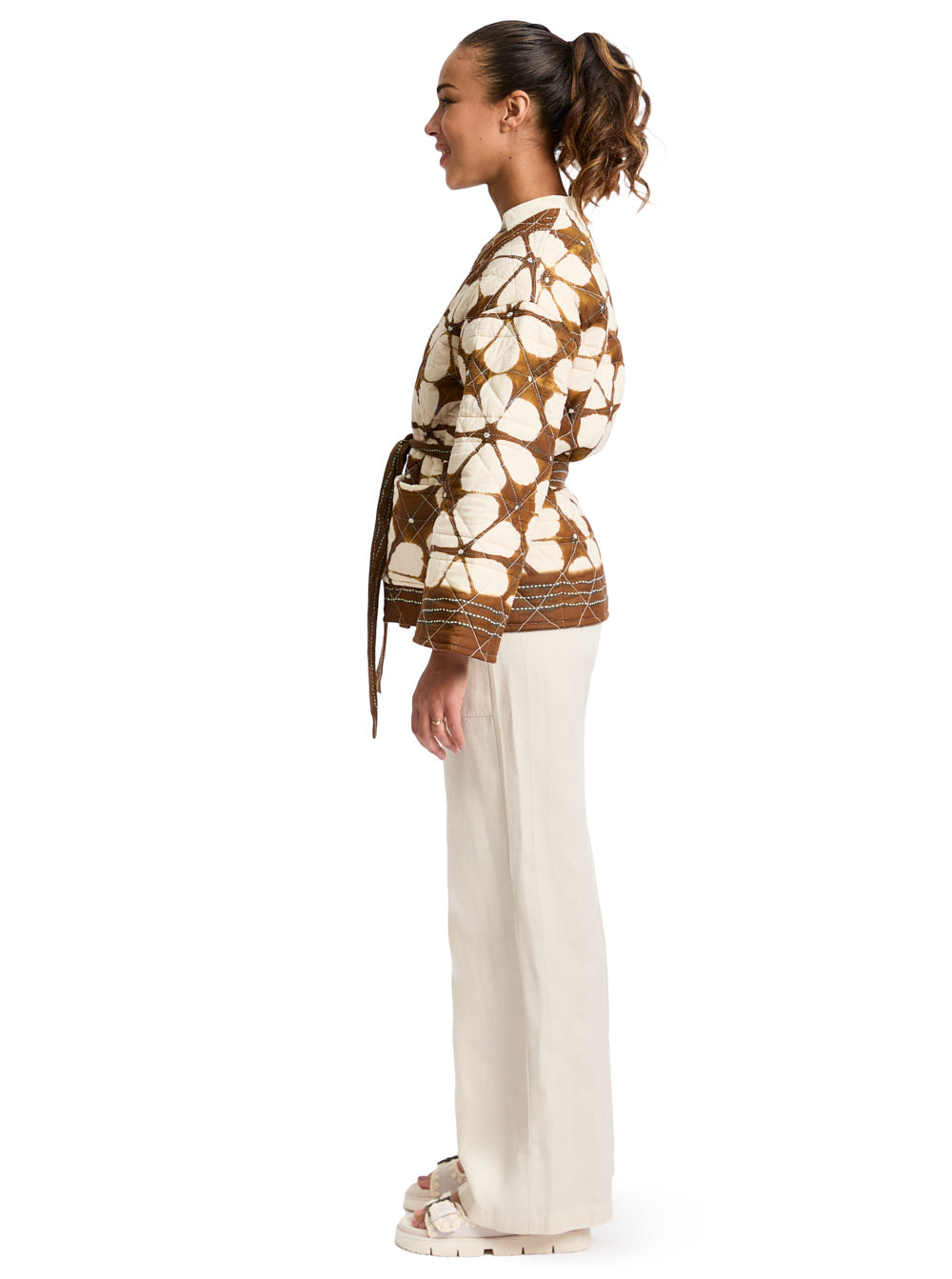 Printed Brown Kimono Jacket