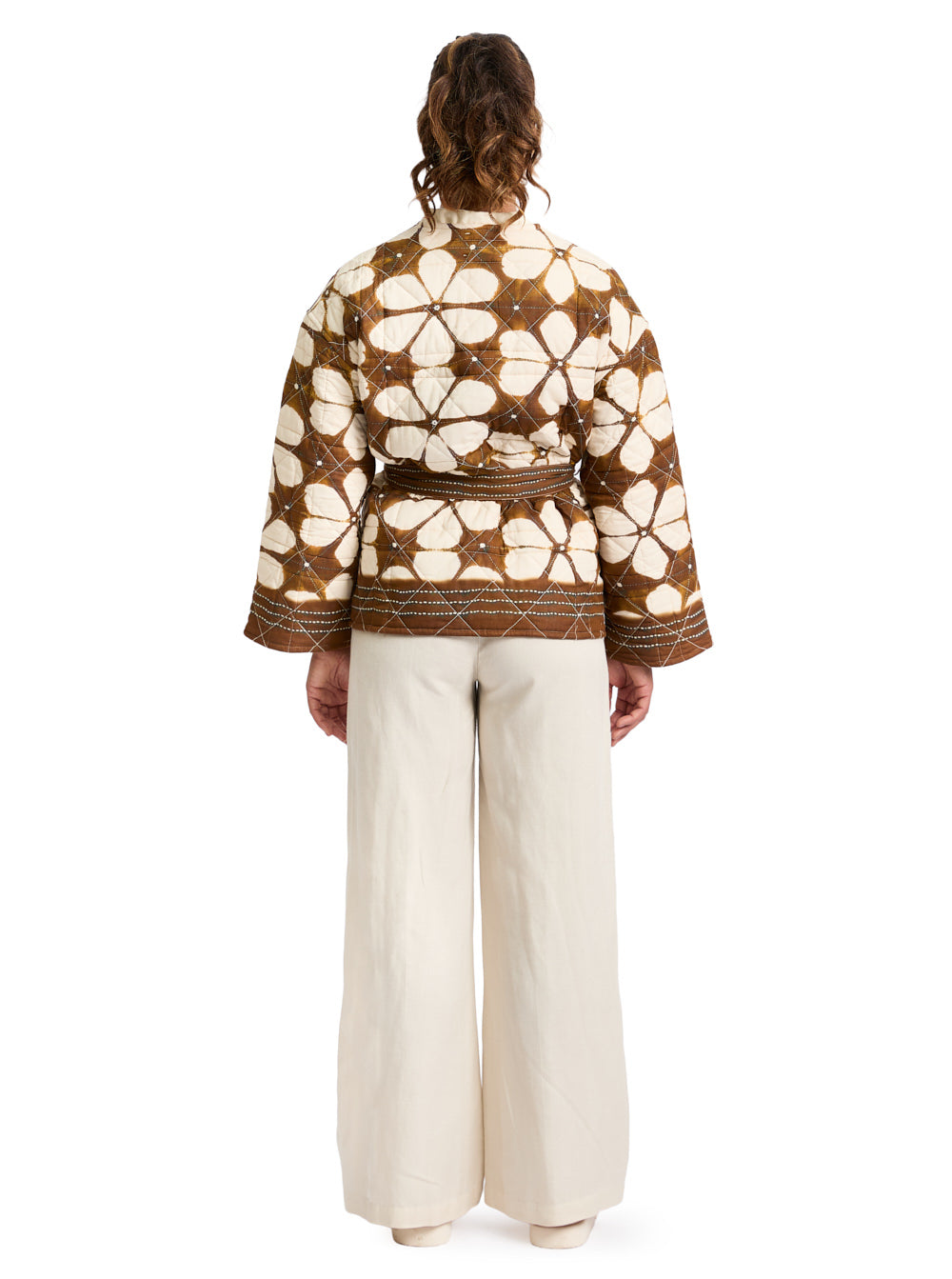 Printed Brown Kimono Jacket