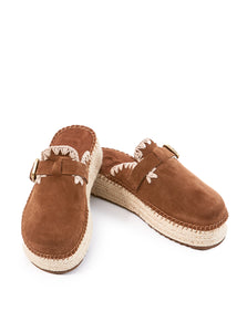 clogs in brown suede