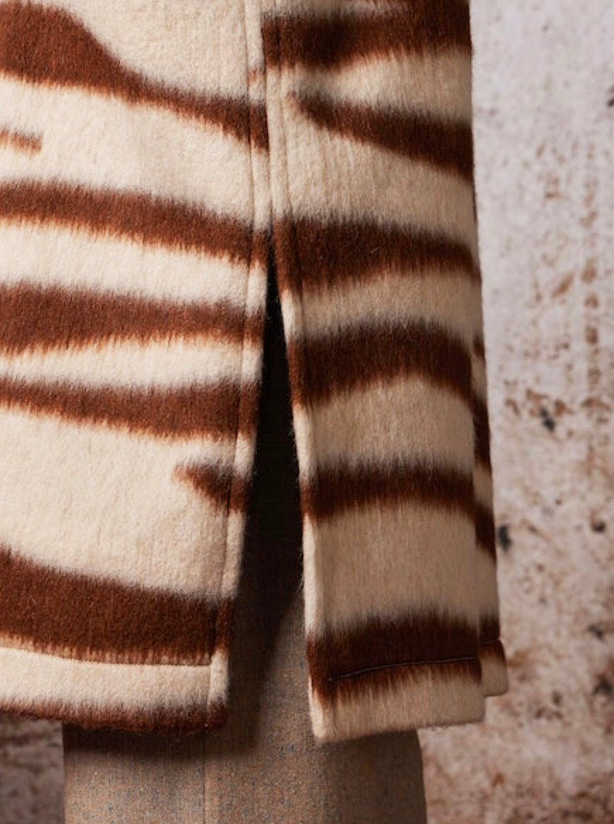 Zebra Printed Coat Caramel