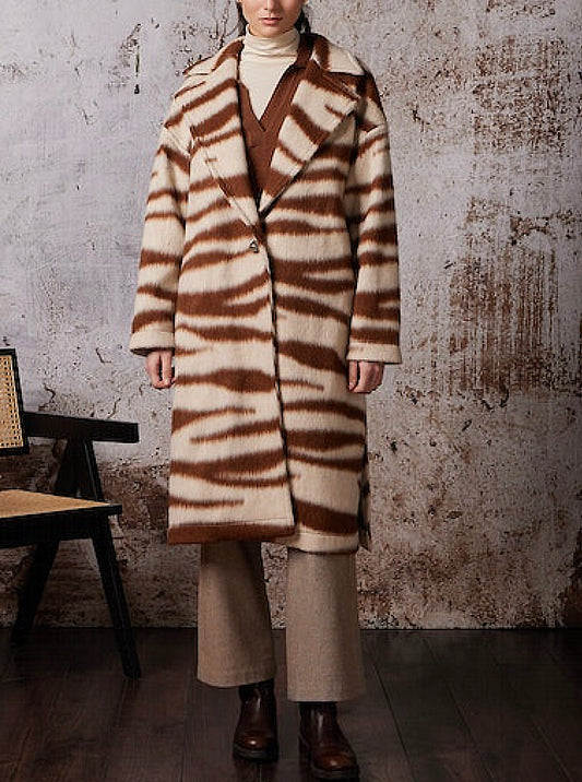 Zebra Printed Coat Caramel