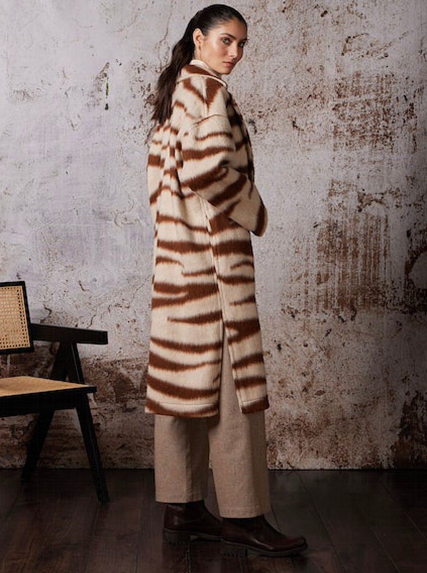 Zebra Printed Coat Caramel