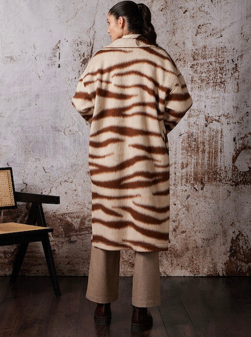 Zebra Printed Coat Caramel