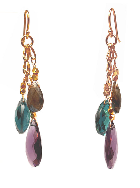 Long Asymmetrical Blue Earrings