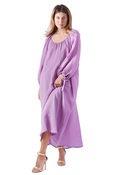 dress gathered neck in amethyst