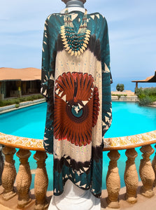 kaftan silk feather