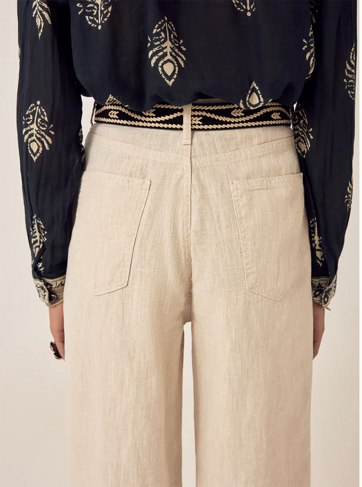 Long Linen Creme Trousers