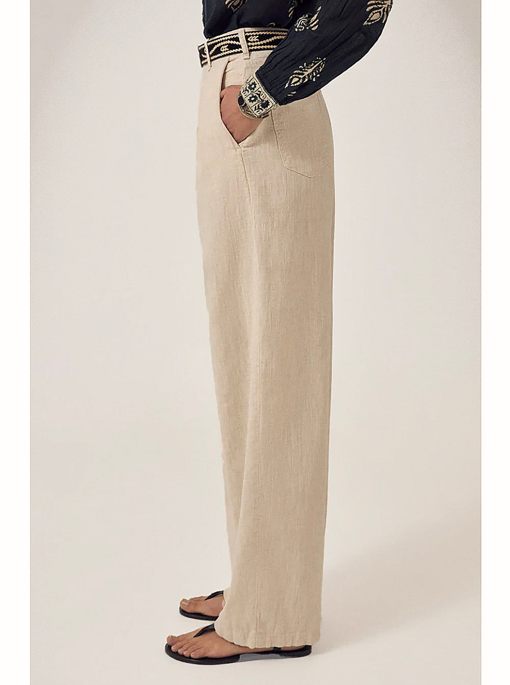 Long Linen Creme Trousers