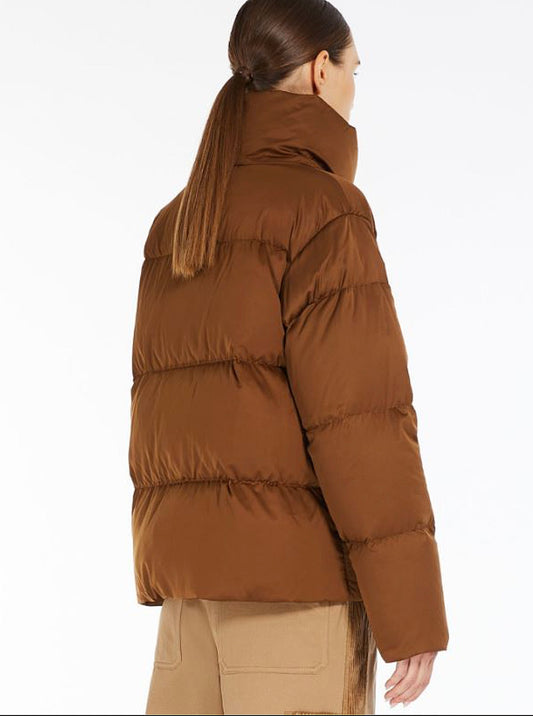Short Padded Jacket Brown
