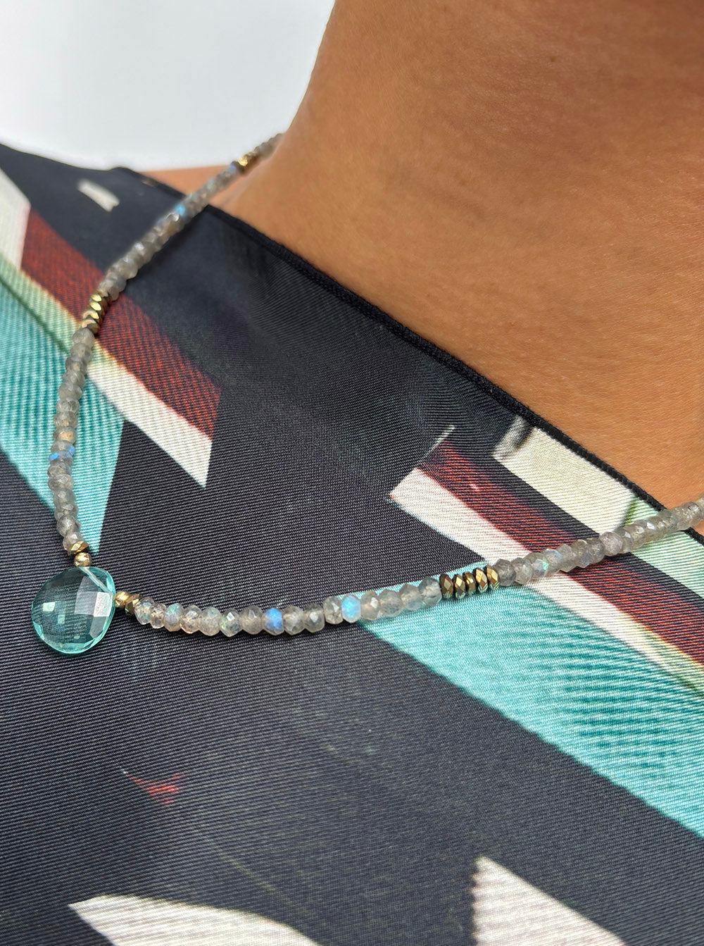 Necklace Labradorite and Aqua