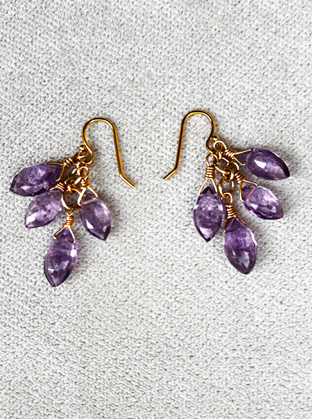 Amethyst Grapes-Drop Earrings