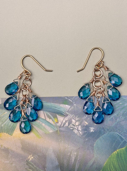 Blue Iolite Grapes-Drop Earrings