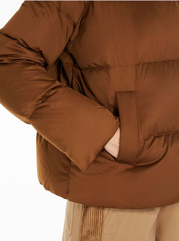 Short Padded Jacket Brown