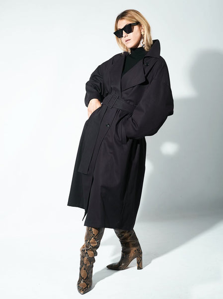 Grifoni Oversized Trench Coat Black 