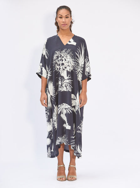 KIMONO DRESS NAVY WHITE
