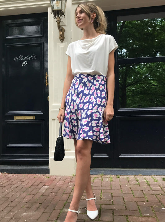 Wendy Skirt Leopard Large Blue