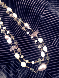 Necklace short two row pearl