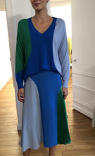 Load image into Gallery viewer, Skirt Colour-blocked Silk Midi