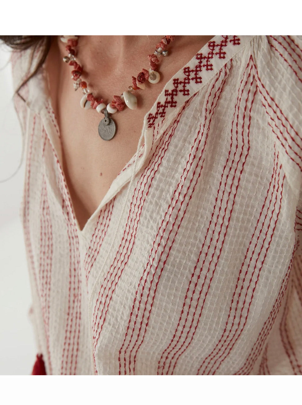 Boho Style Cotton Red Top
