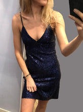 Load image into Gallery viewer, Sequin Slip Dress Midnight
