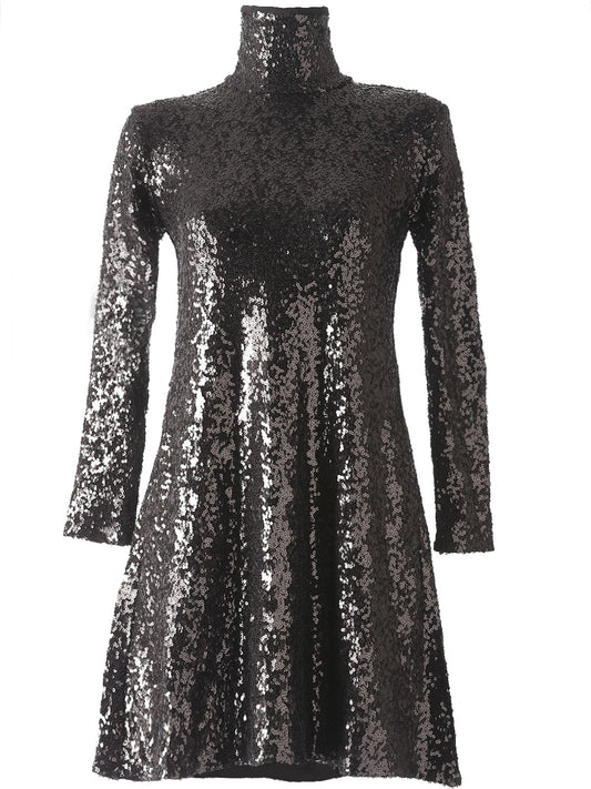 Norma Kamali Sequin Swing Dress Black