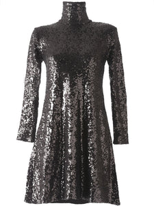 Norma Kamali Sequin Swing Dress Black