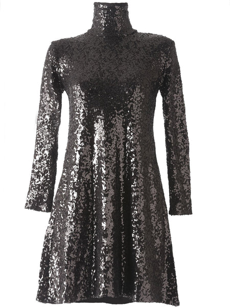 Norma Kamali Sequin Swing Dress Black