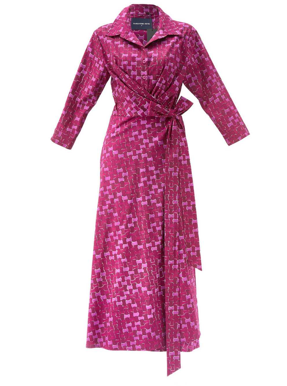 Raspberry Cotton Wrap Dress