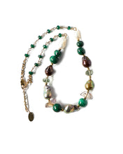 Load image into Gallery viewer, Necklace Fresh Pearl with Malachite