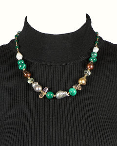 Necklace Fresh Pearl with Malachite