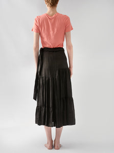 fake midi wrap skirt black